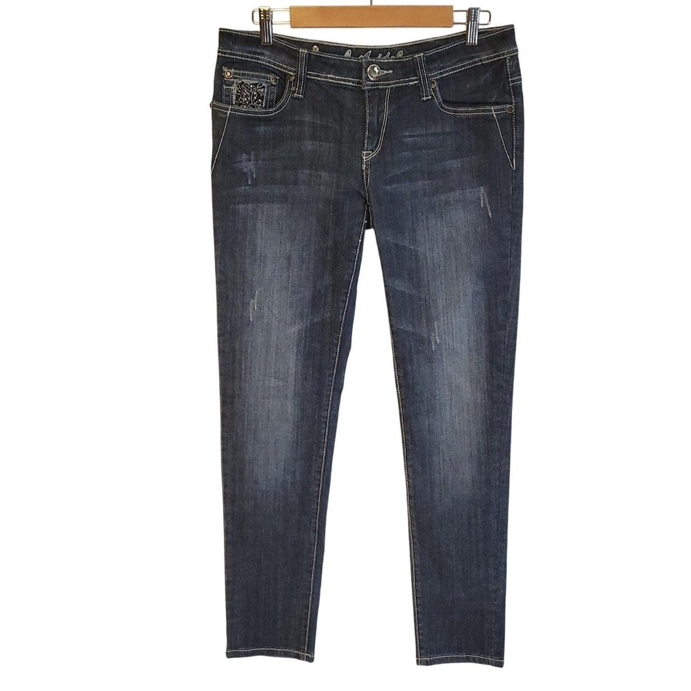 Vintage Y2K LA Idol Bling Jeans Women's‎ Western Low Rise 90s Rhinestone Size 11 - Picture 2 of 10